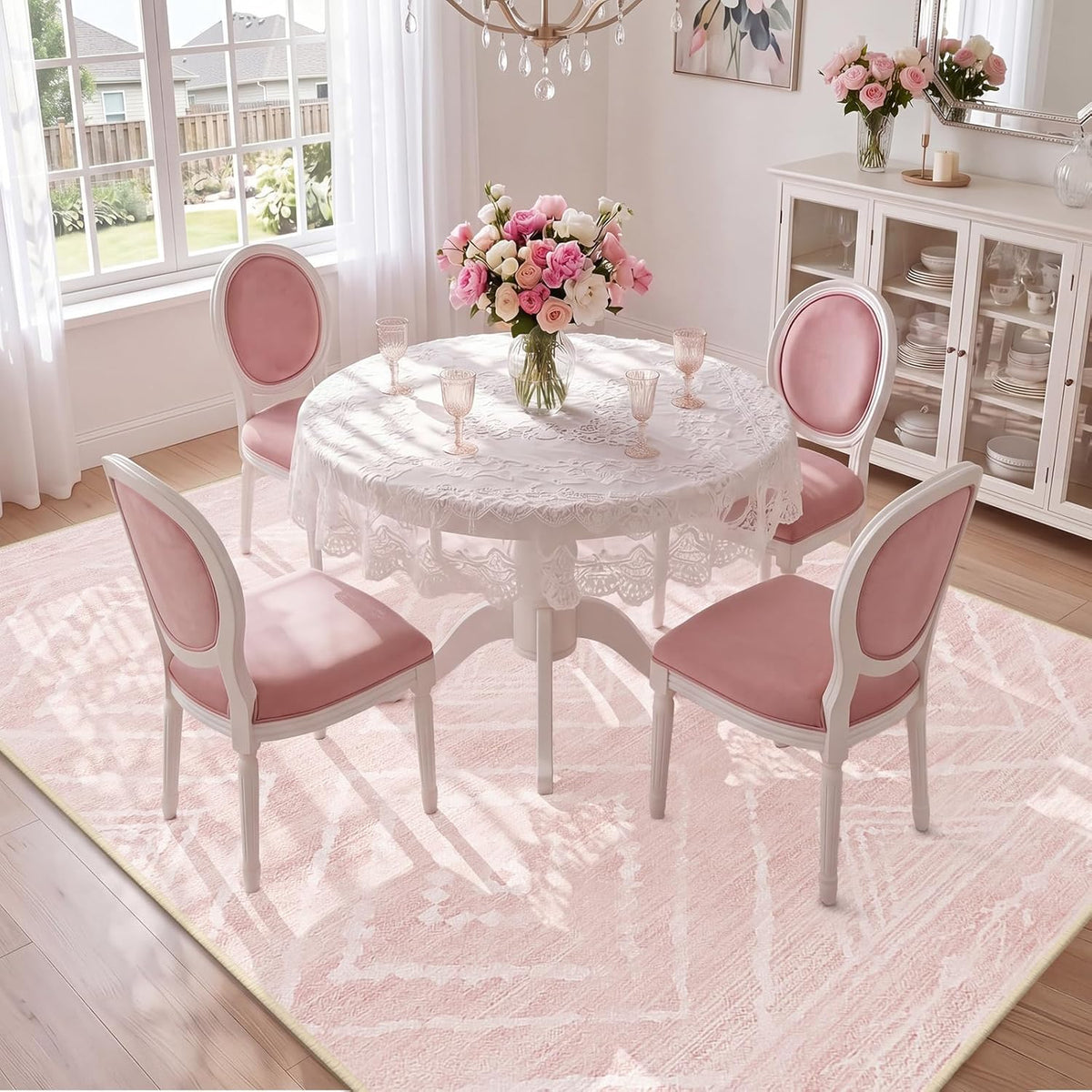 5'x7' Washable Area Rug for Living Room Bedroom Lightpink