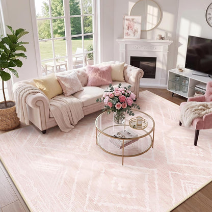 5'x7' Washable Area Rug for Living Room Bedroom Lightpink