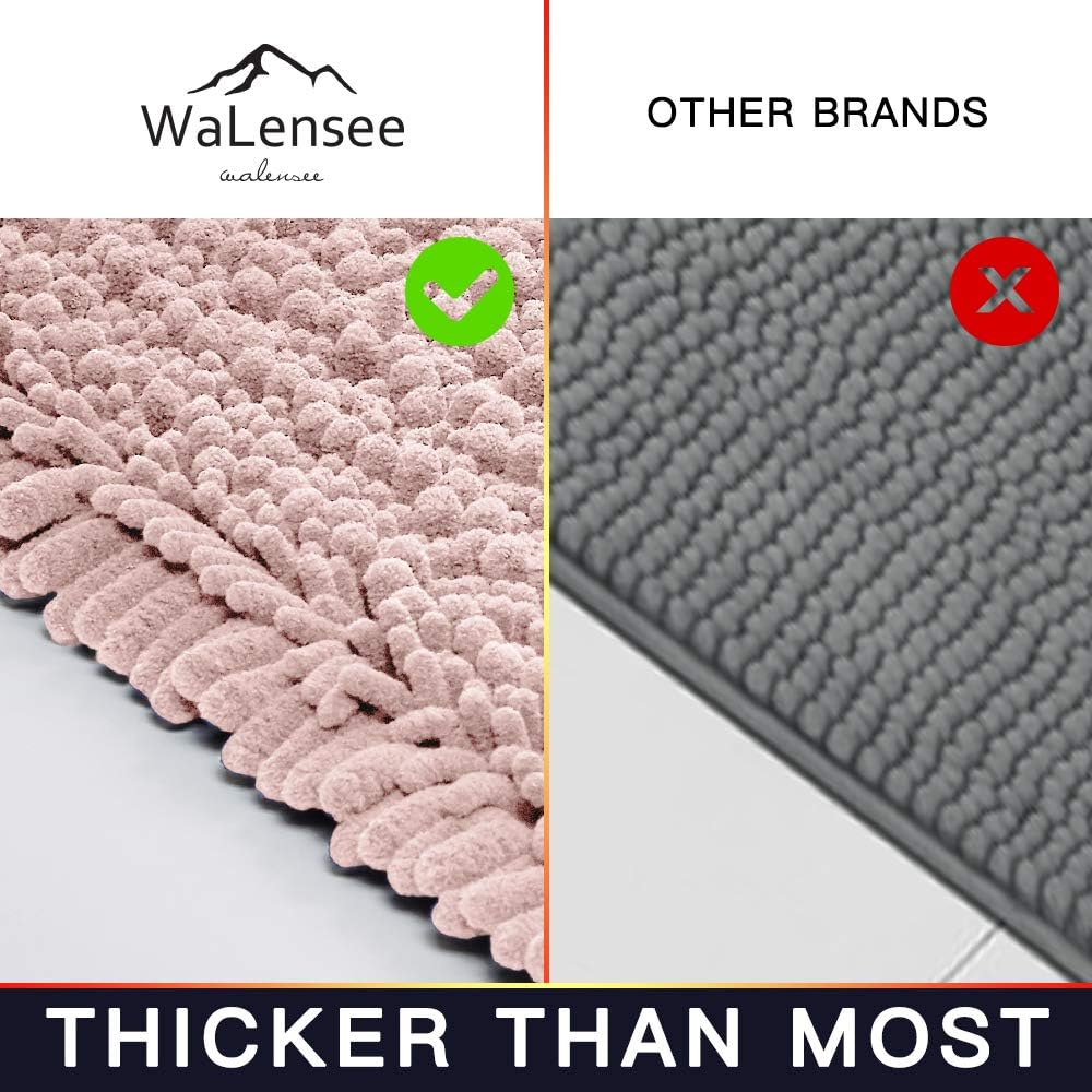 Bathroom Contour Rug Non Slip Toilet U Shaped Bath Mat (20x24, Dusty Pink) Water Absorbent Super Soft Shaggy Chenille Machine Washable Dry Extra Thick Perfect Absorbant Best Plush Carpet