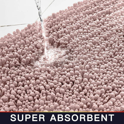Bathroom Contour Rug Non Slip Toilet U Shaped Bath Mat (20x24, Dusty Pink) Water Absorbent Super Soft Shaggy Chenille Machine Washable Dry Extra Thick Perfect Absorbant Best Plush Carpet