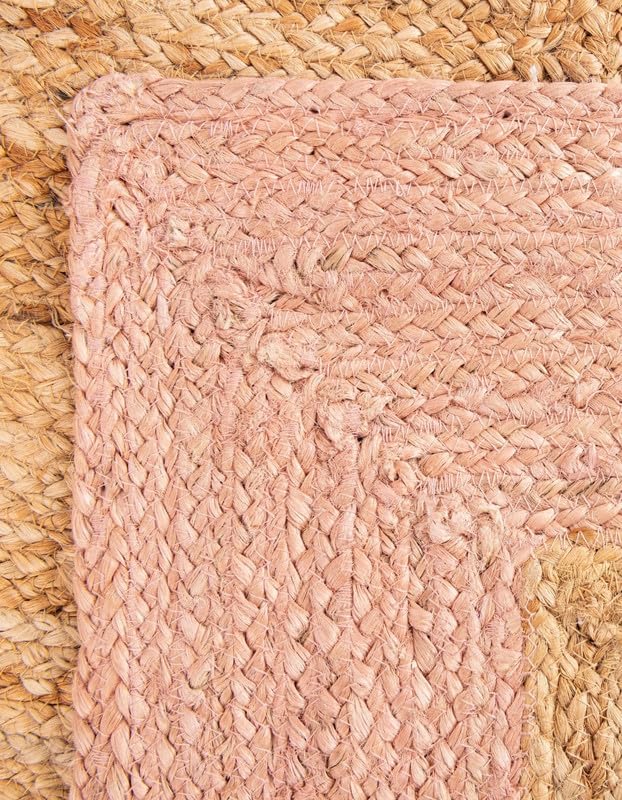 2.3x4 Ft Oval Pink and White & Natural Jute Area Rug, Natural Hand-Braided Jute Area Rug | Reversible & Durable | Boho Farmhouse Style Rug for Living Room, Dining Room, and Bedroom