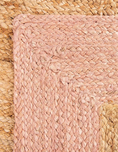 2.3x4 Ft Oval Pink and White & Natural Jute Area Rug, Natural Hand-Braided Jute Area Rug | Reversible & Durable | Boho Farmhouse Style Rug for Living Room, Dining Room, and Bedroom