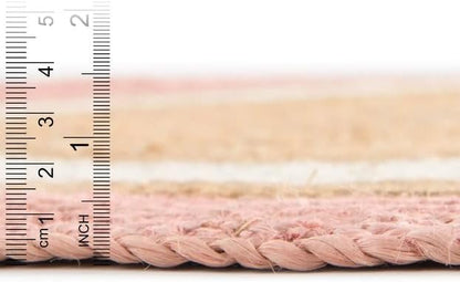 2.3x4 Ft Oval Pink and White & Natural Jute Area Rug, Natural Hand-Braided Jute Area Rug | Reversible & Durable | Boho Farmhouse Style Rug for Living Room, Dining Room, and Bedroom