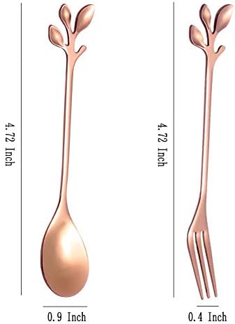 Elegant Rose Gold Leaf Coffee Spoons - 10-Piece, 4.7" Mini Spoon