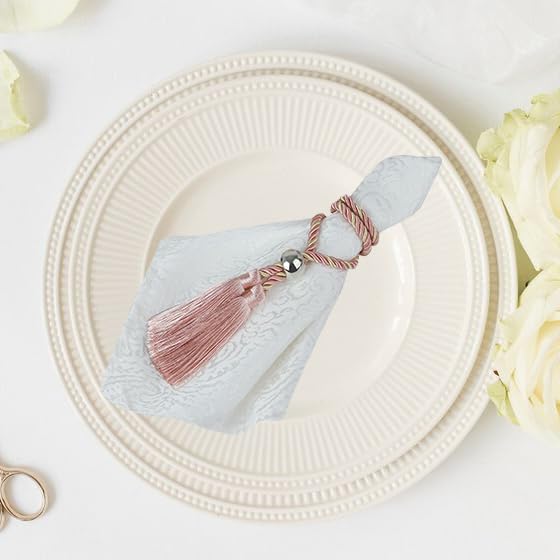 6 Set Napkin Rings with Tassels, Napkin Ring Holder