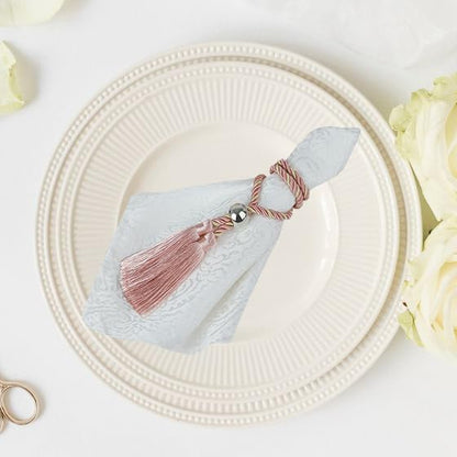 6 Set Napkin Rings with Tassels, Napkin Ring Holder