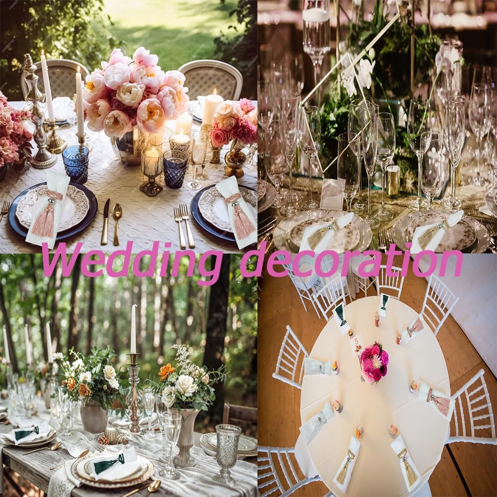 6 Set Napkin Rings with Tassels, Napkin Ring Holder