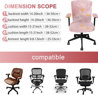 4 Pcs Office Chair Covers Set with Armrest, Stretchable,Light Pink