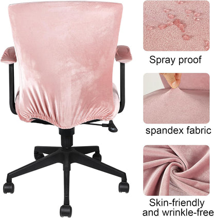 4 Pcs Office Chair Covers Set with Armrest, Stretchable,Light Pink