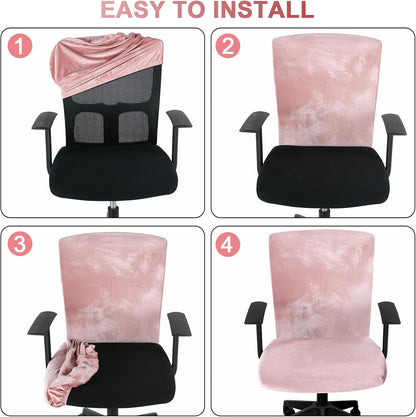 4 Pcs Office Chair Covers Set with Armrest, Stretchable,Light Pink