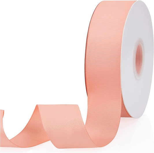 Peach 1-1/2" X 50 Yards Solid Color Double Faced Grosgrain Ribbon for Gifts Wrapping, Wedding, Party, Crafts, Hair Bows, Flowers, Home DIY Decor