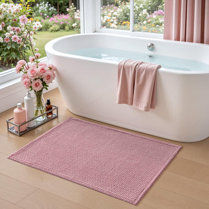 Chenille Bath Mat 24x16, Soft Absorbent Bathroom Rugs, Pink