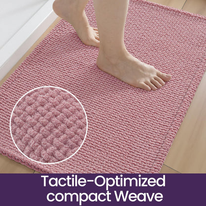Chenille Bath Mat 24x16, Soft Absorbent Bathroom Rugs, Pink