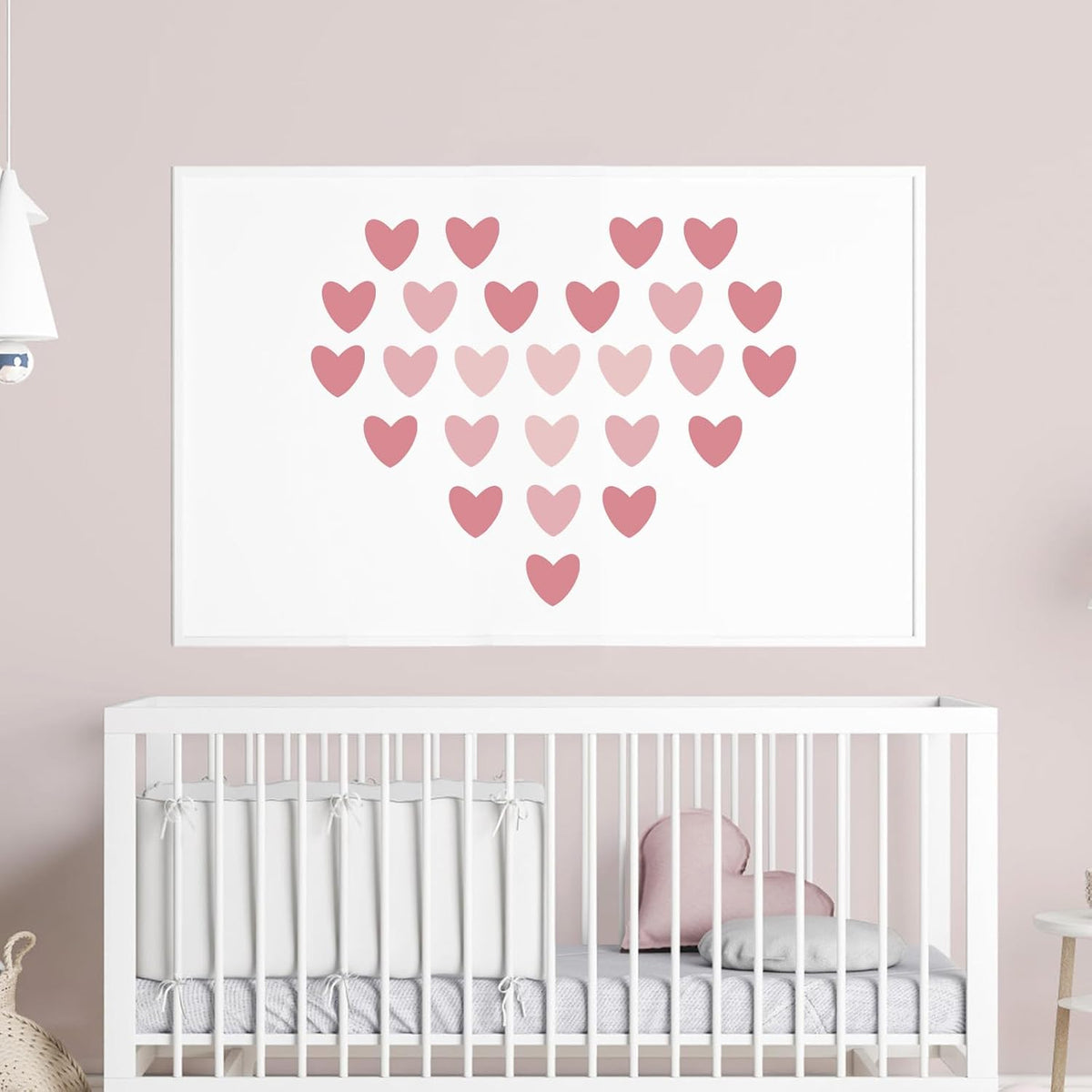 48 Pink Heart Wall Stickers Art Decals for Kids Baby Bedroom Décor