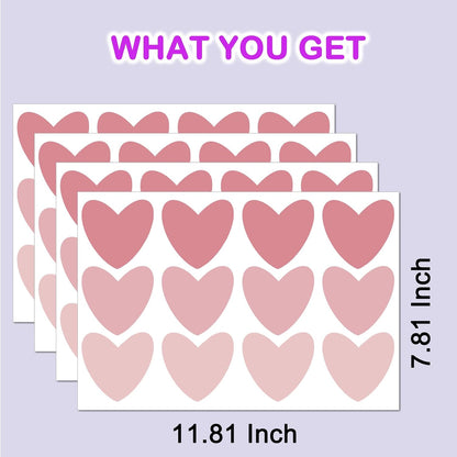 48 Pink Heart Wall Stickers Art Decals for Kids Baby Bedroom Décor