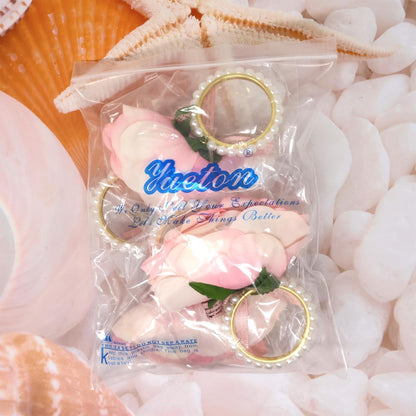 4 Pack Pink Flower Napkin Rings Elegant Pearl Napkin Rings Rustic Rose Napkin Rings for Wedding Birthday Banquet Anniversary
