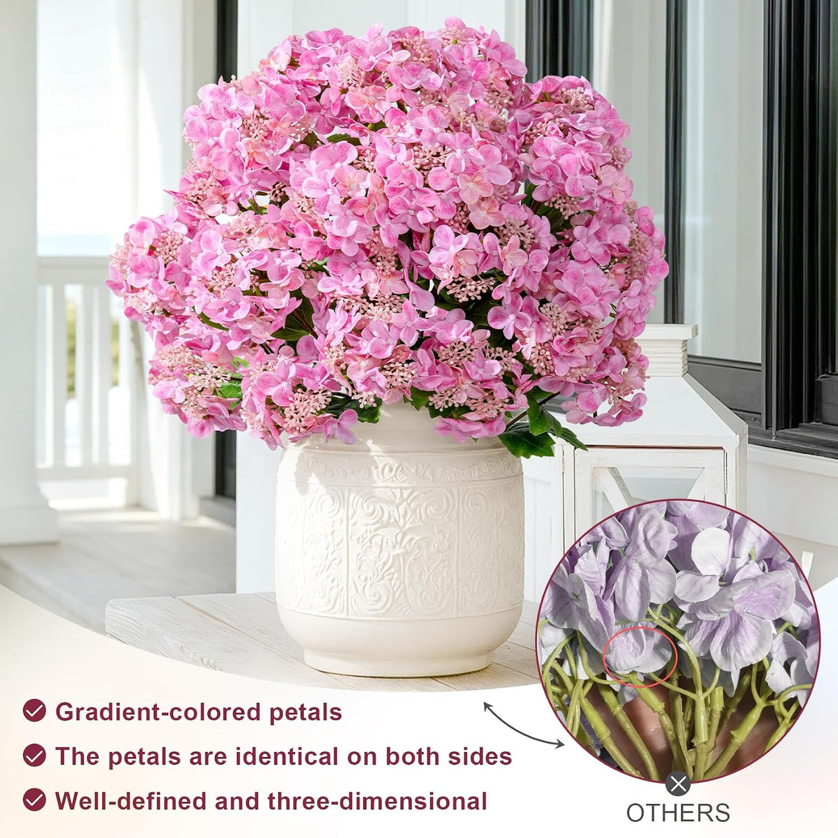 8Pcs Real Touch Hydrangea Pink Hydrangea Artificial Flowers Silk Hydrangea Flowers Full Faux Hydrangea Flowers with Stems for Home Decor Party Arrangements Wedding Bouquets Centerpieces (Light pink)