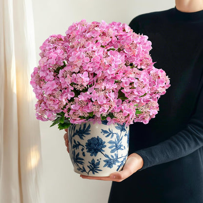 8Pcs Real Touch Hydrangea Pink Hydrangea Artificial Flowers Silk Hydrangea Flowers Full Faux Hydrangea Flowers with Stems for Home Decor Party Arrangements Wedding Bouquets Centerpieces (Light pink)