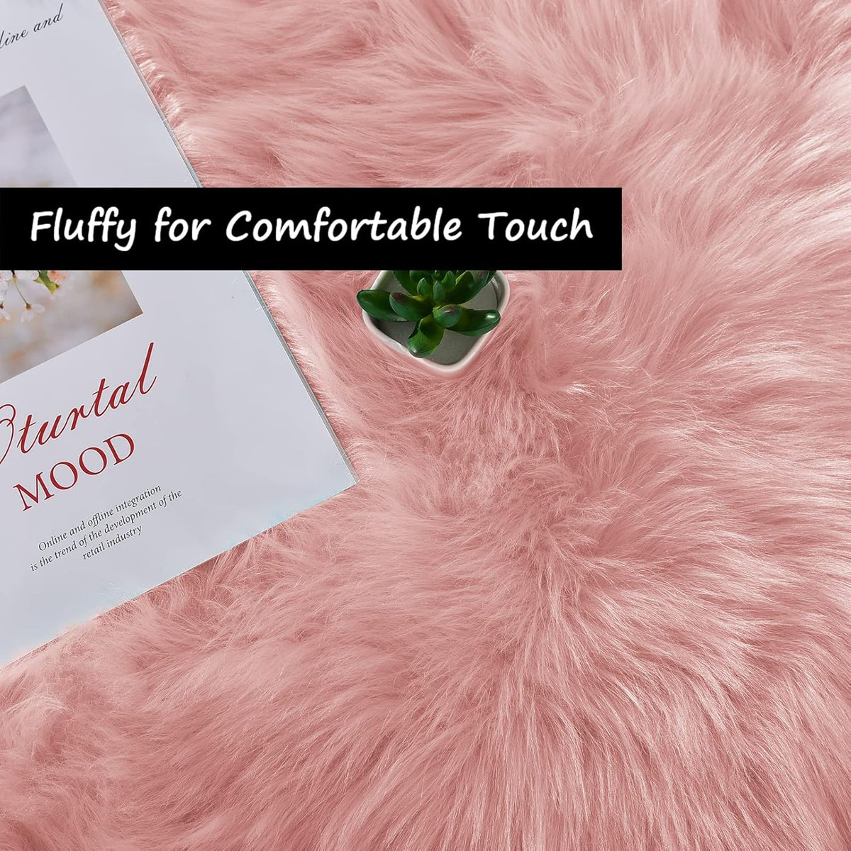 Pink Fur Rug for Bedroom Sheepskin Rug 2x6 Fluffy Runner Rug Dorm Fuzzy Furry Cute Shag Rug Decor Washable Sheepskin