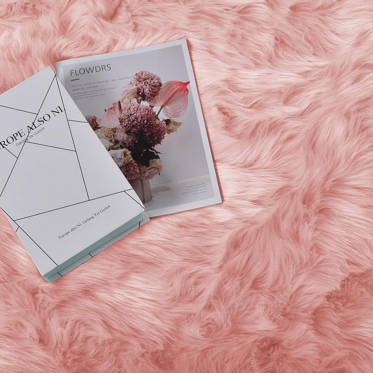Pink Fur Rug for Bedroom Sheepskin Rug 2x6 Fluffy Runner Rug Dorm Fuzzy Furry Cute Shag Rug Decor Washable Sheepskin