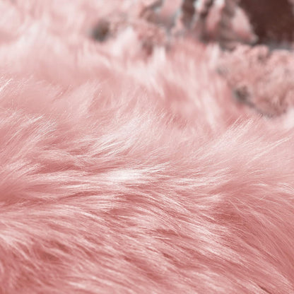 Pink Fur Rug for Bedroom Sheepskin Rug 2x6 Fluffy Runner Rug Dorm Fuzzy Furry Cute Shag Rug Decor Washable Sheepskin