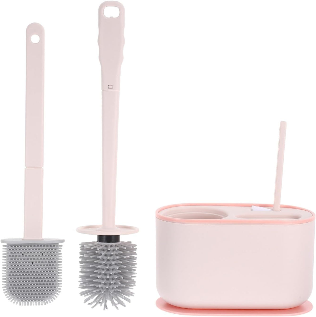 Wall Mounted Toilet Brush Set Long Handle Plastic Pink