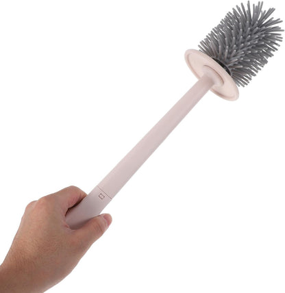 Wall Mounted Toilet Brush Set Long Handle Plastic Pink
