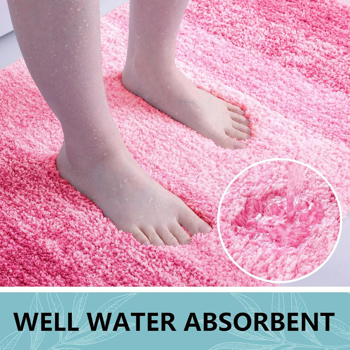 Microfiber Bathroom Rugs, Shaggy Soft and Absorbent Bath Rug, 24x24