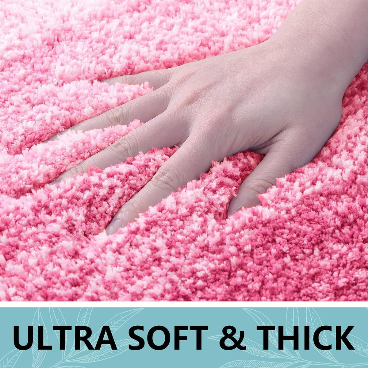 Microfiber Bathroom Rugs, Shaggy Soft and Absorbent Bath Rug, 24x24
