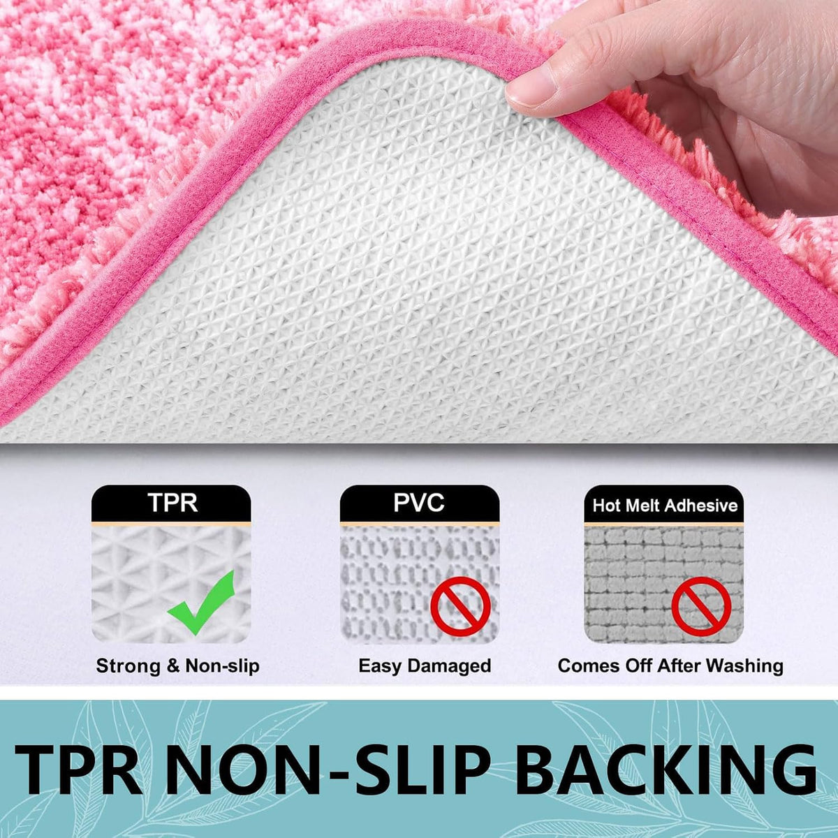 Microfiber Bathroom Rugs, Shaggy Soft and Absorbent Bath Rug, 24x24