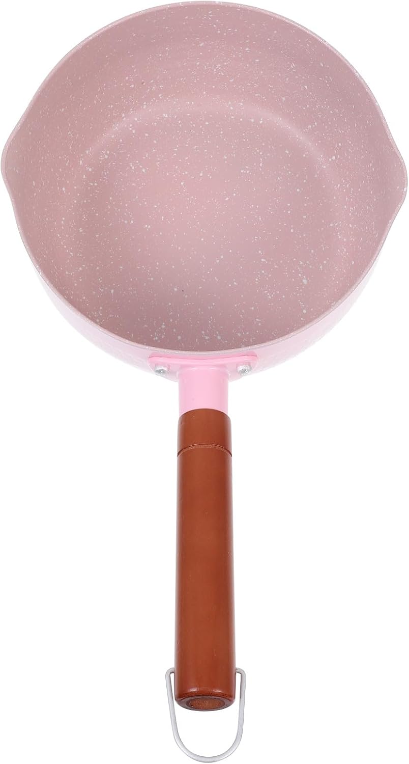 18cm Pink Maifan Stone Food Cooking Pot, Aluminium Saucepan for Complementary Food, Soup, and Milk Heating – Lightweight Kitchen Gadget for Home Use