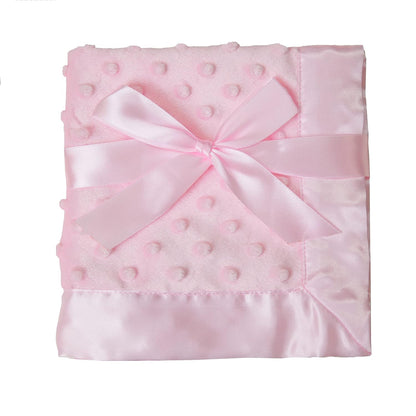 Heavenly Soft Chenille Security Blanket (14" x 14"), 2-Layer Design with Minky Dot & Silky Satin, Pink, for Boys and Girls