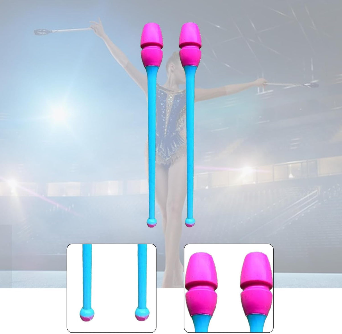 2 Pieces Rhytmic Gymnastics, 17.91inch Easy to Control Portable Lightweight Exercise Pole Dance Props for Performance