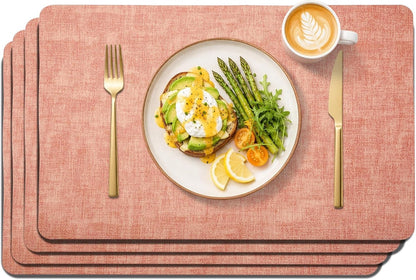 Faux Leather Placemats Set of 4, Easy to Clean, Navy Blue