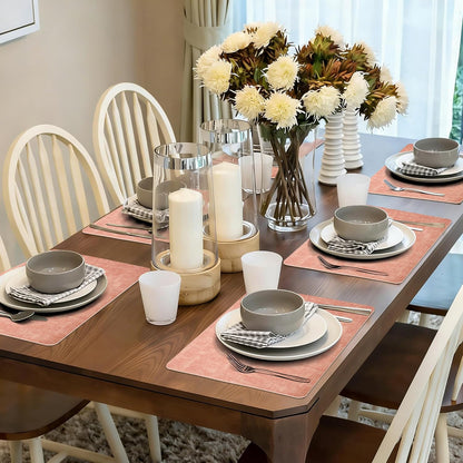 Faux Leather Placemats Set of 4, Easy to Clean, Navy Blue