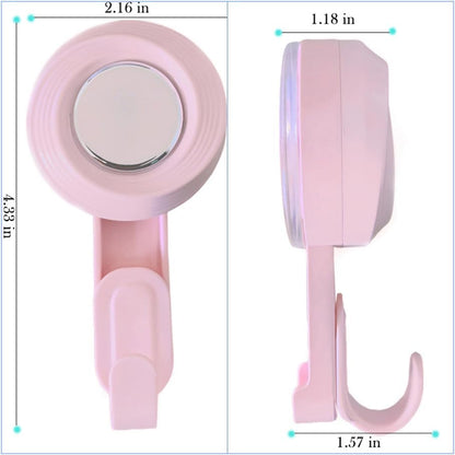 2 Pack Heavy Duty Bathroom Wall Vacuum Suction Cup Hooks, Load Capacity of 11 Pound, Removable and Reusable Waterproof Hooks for Shower Room, Outdoor, Key, Door, Marble, Camping Car (2, Pink)