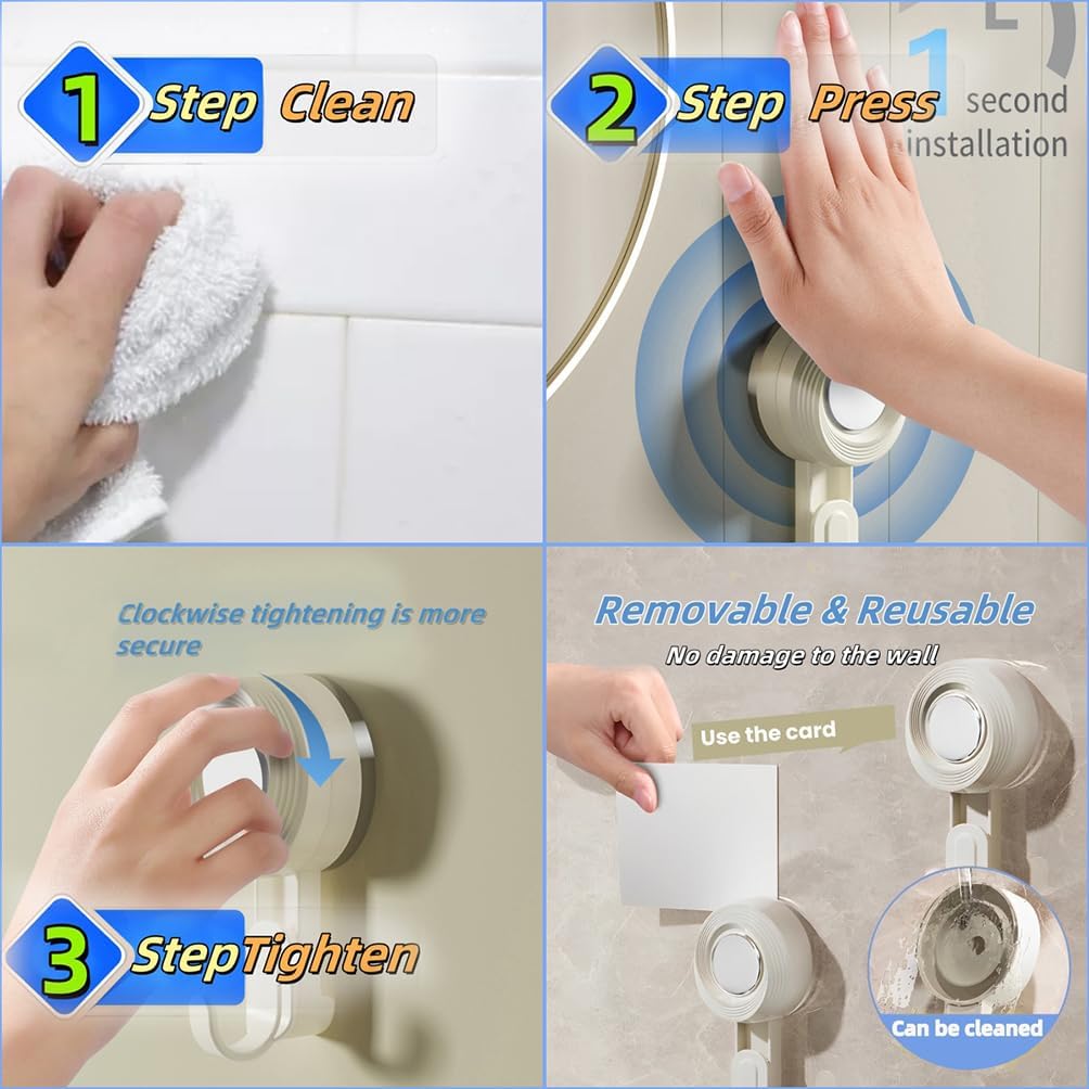 2 Pack Heavy Duty Bathroom Wall Vacuum Suction Cup Hooks, Load Capacity of 11 Pound, Removable and Reusable Waterproof Hooks for Shower Room, Outdoor, Key, Door, Marble, Camping Car (2, Pink)