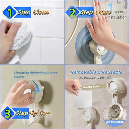 2 Pack Heavy Duty Bathroom Wall Vacuum Suction Cup Hooks, Load Capacity of 11 Pound, Removable and Reusable Waterproof Hooks for Shower Room, Outdoor, Key, Door, Marble, Camping Car (2, Pink)
