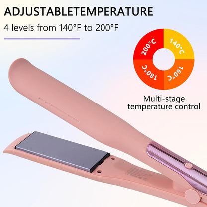 2 in 1 Straightener and Curler – 1 Inch Hair Straightener Iron & Ceramic Flat Iron, Professional Styling Tools for Less Frizz, Shine & Smooth(Pink)