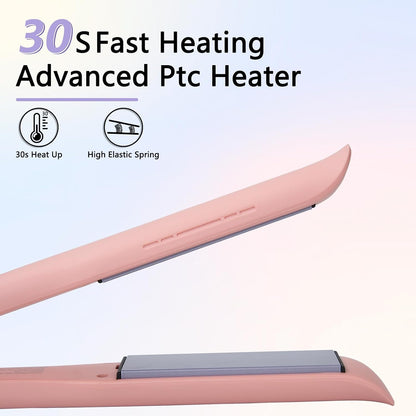 2 in 1 Straightener and Curler – 1 Inch Hair Straightener Iron & Ceramic Flat Iron, Professional Styling Tools for Less Frizz, Shine & Smooth(Pink)