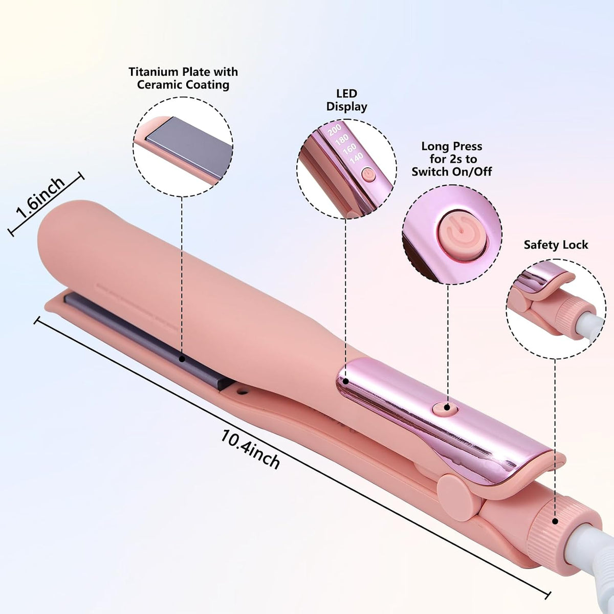 2 in 1 Straightener and Curler – 1 Inch Hair Straightener Iron & Ceramic Flat Iron, Professional Styling Tools for Less Frizz, Shine & Smooth(Pink)