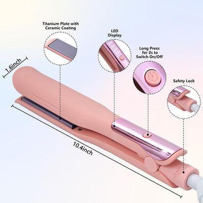 2 in 1 Straightener and Curler – 1 Inch Hair Straightener Iron & Ceramic Flat Iron, Professional Styling Tools for Less Frizz, Shine & Smooth(Pink)