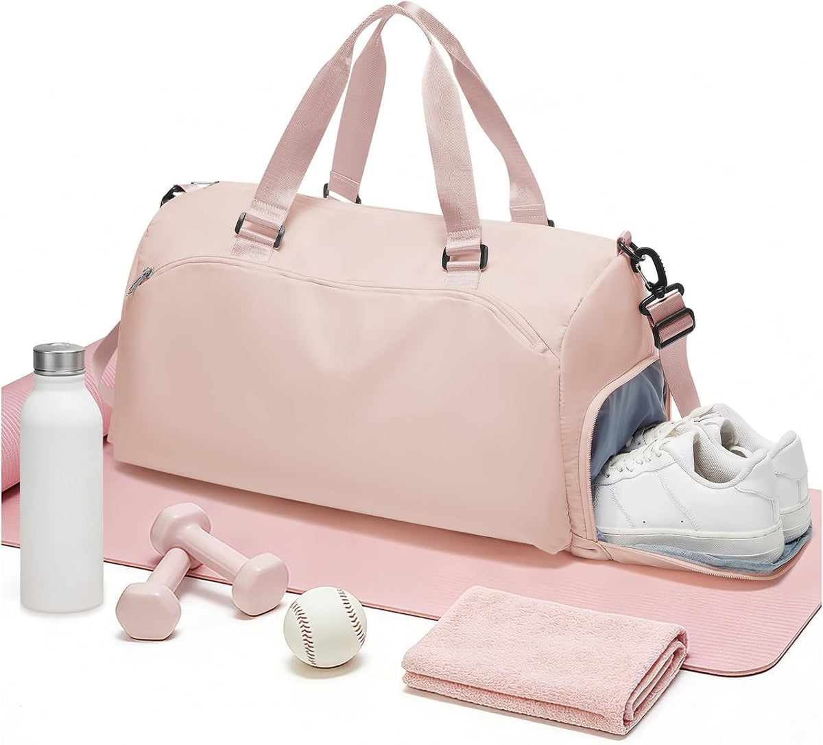 Gym Bag for Women with Shoe Compartment Travel Duffel Bag Pink