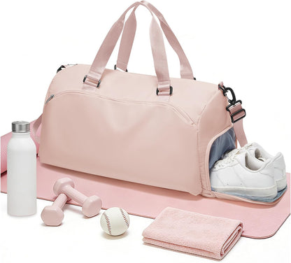 Gym Bag for Women with Shoe Compartment Travel Duffel Bag Pink
