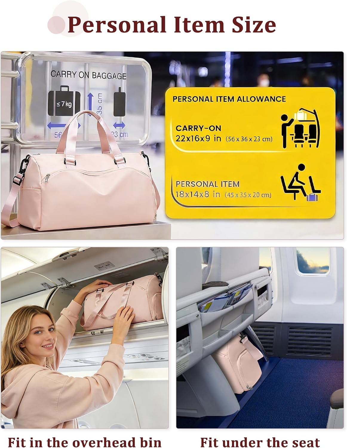 Gym Bag for Women with Shoe Compartment Travel Duffel Bag Pink