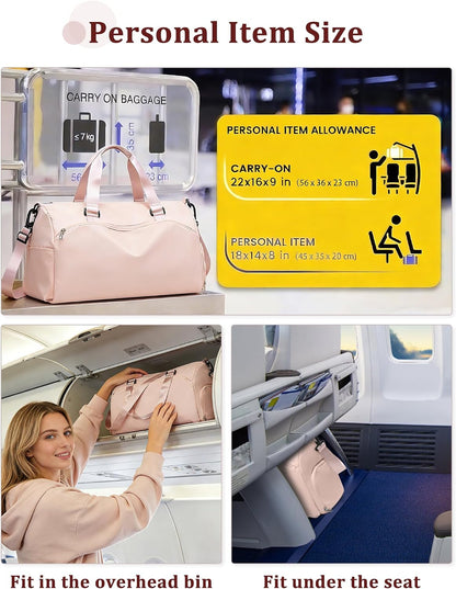 Gym Bag for Women with Shoe Compartment Travel Duffel Bag Pink
