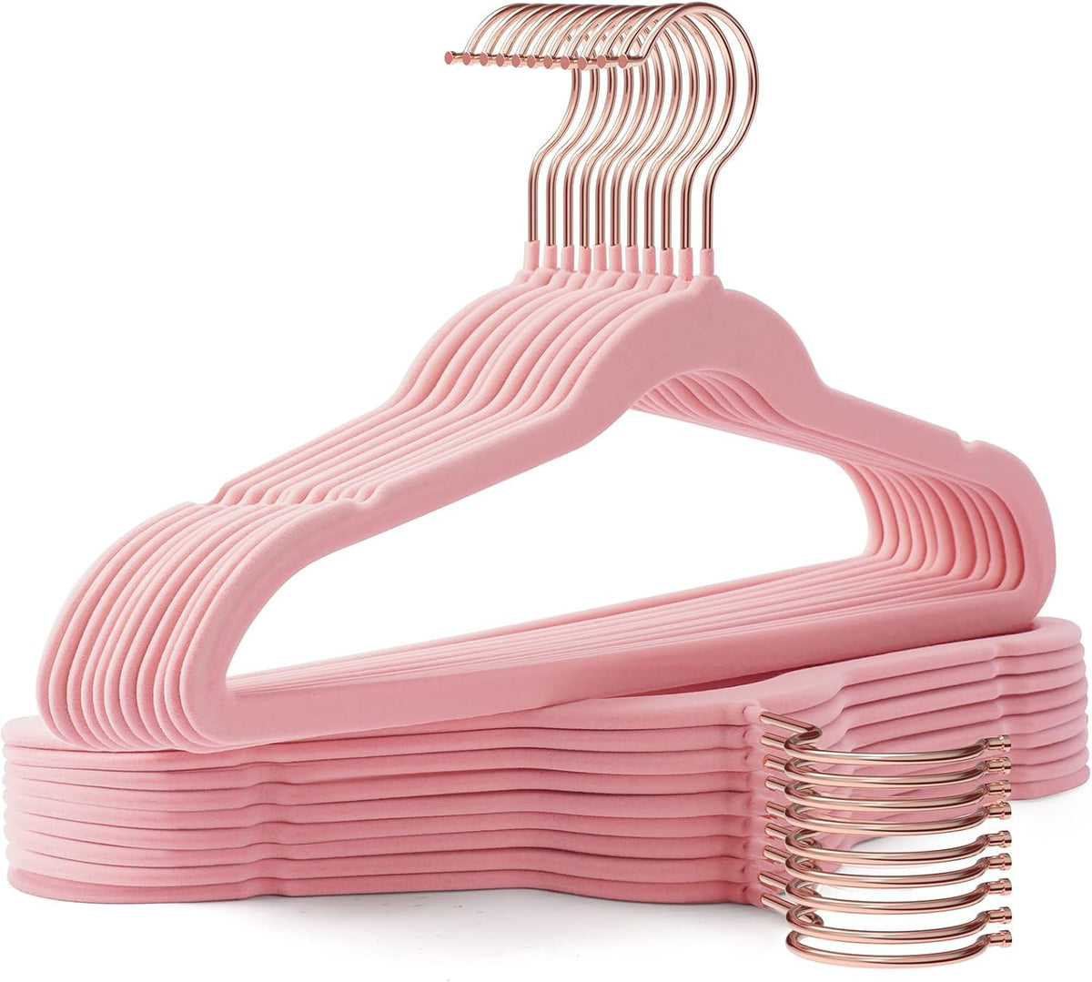 Toddler Hangers,50 Pack 11 Inch,Velvet Baby Hangers Slim & Space-Saving,Baby Clothes Hangers with 360 Swivel Hook,Heavy Duty Felt Hanger for Childrens Coats, Pants,and Dress (Pink)