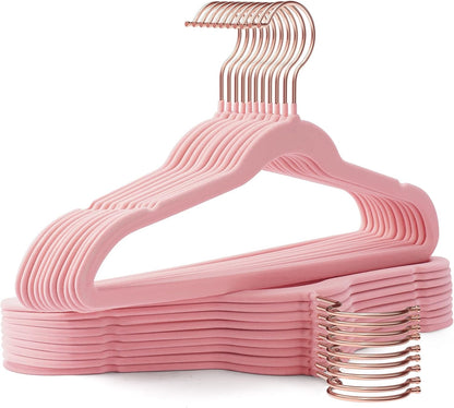 Toddler Hangers,50 Pack 11 Inch,Velvet Baby Hangers Slim & Space-Saving,Baby Clothes Hangers with 360 Swivel Hook,Heavy Duty Felt Hanger for Childrens Coats, Pants,and Dress (Pink)