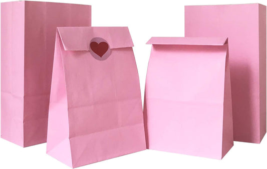 Self stand Party Favor Paper Bags for Party Celebration Treated Paper Bags 5.10X3.10X9.4 inches(24 CT)… (Pink)