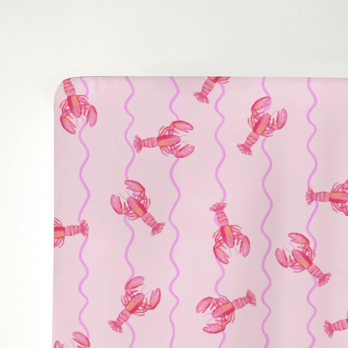 Pink Lobster Bows Stripe Baby Crib Sheets for Boy Girl 52x28Inch Lobsters Sea Ocean Stripes Soft Snug Fitted Crib Mattress Covers Coastal Summer Baby Sheet for Standard Crib & Toddler Bed Mattress